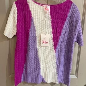 So Me Pink, Purple, and White Knit Blouse